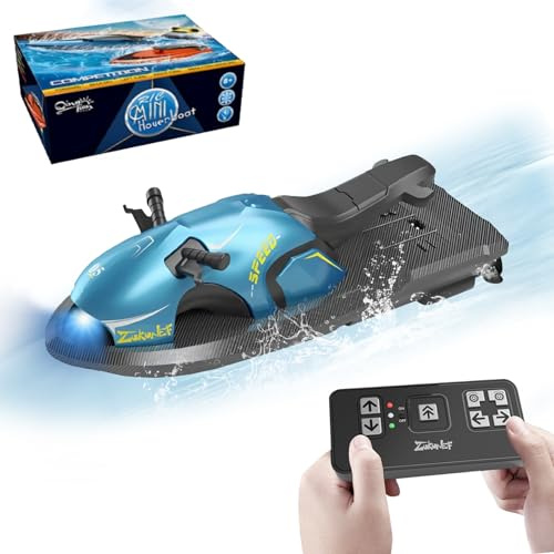 OBEST Ferngesteuertes Boot mit einem klick Beschleunigung, 2,4-GHz Rennboote,RC Boot 20+ KM/H, Intelligentes Laden über USB, Pools und Seen