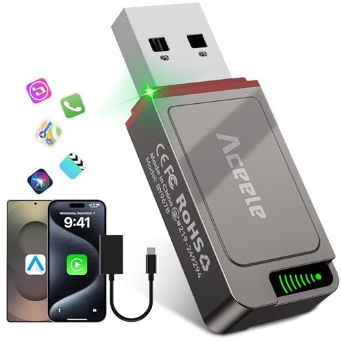 Wireless CarPlay Adapter, Adaptador Inalámbrico iPhone Carplay/Android Auto