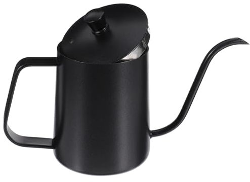 Ciieeo Handtropfkanne Edelstahl 350 Ml Mit Langem Schmalem Ausguss Und Deckel Handbrühteekanne Für Präzises Ausgießen Mit Hitzebeständigem Holzgriff