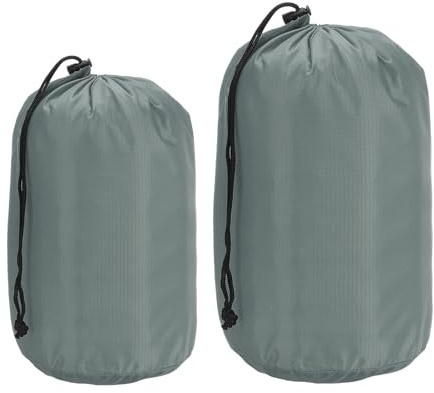 PATIKIL Saker säck 4 x 7/5 x 10, 2 st vattentät utomhus förvaringssäck bärbar dragsko dammklaffväska sovsäck för camping vandring backpacking, grå