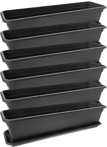 2friends Balkonkasten-Set 6er-Pack 80 cm in Anthrazit: Verwandeln Sie Ihren Balkon in eine blühende Oase! Blumenkasten mit Untersetzer
