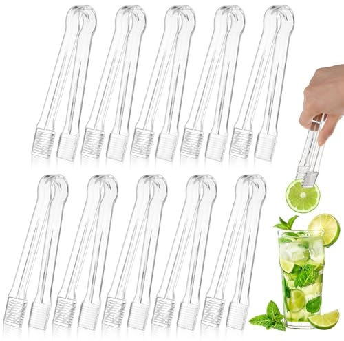 Yominerr 10 PCS Serving Tongs,Clear Kitchen Small Serving Utensils for Serving for Party Food Buffet Appetizer Salad Catering Ice