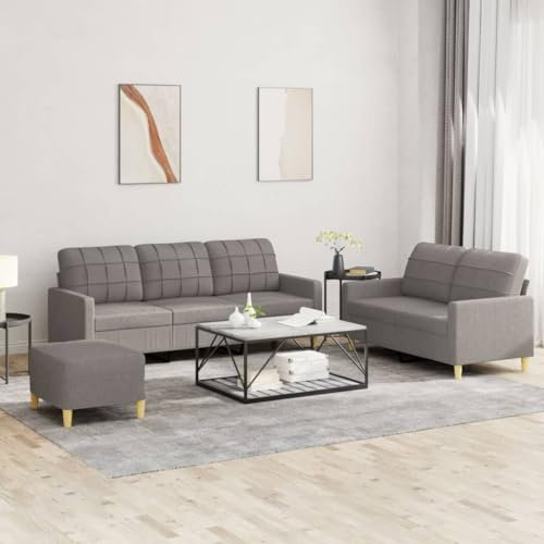 LVHUIDEH Moderne Sofagarnitur für Wohnzimmer Büro, 3er Set, Sofa Set(2-Sitzer + 3-Sitzer + Fußhocker) mit Kissen, 198 x 77 x 80 cm, Stoff