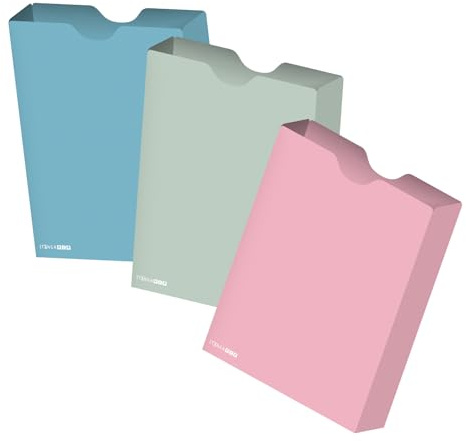 itenga Heftbox DIN A4 im 3er SET – Aufbewahrungsbox für Hefte & Blöcke | aus extra stabilem 0,7mm PP Kunststoff | flach geliefert, faltbar | für Schule, Studium & Büro (Pastell)