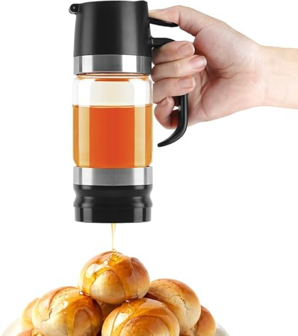 Aelga Honigspender Glas Tropffrei mit Griff, 260ml/9oz, Sirupspender