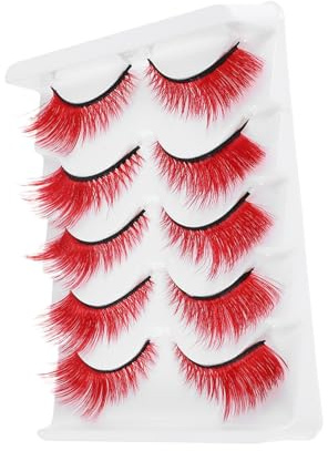 Beatifufu 5pairs Curly Fairy Lashes Self-adhesive False Eyelash Natural Look Makeup Eyelashes Pack for Women Girls Halloween Party DIY Fake