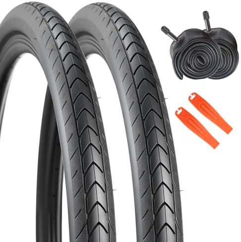 2 set – 27,5 x 1,75 cykeldäck 27,5 tum, 2 däck 2 slangar 2 monteringslyftare – mountainbike däck komplett set – Lämplig för MTB, e-cykel, trekkingcykel, stadscykel (27,5 x 1,75)