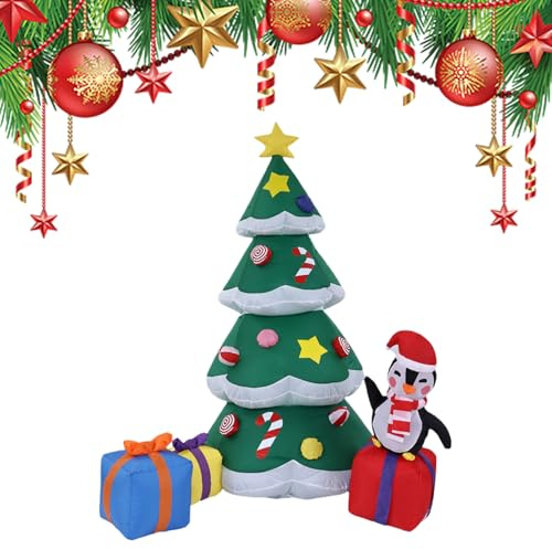 fayarrd Aufblasbare Weihnachtsdekoration,1.8m Beleuchtete Festparty Aufblasdekoration,Weihnachtsbaum Aufblasdekoration Gartendekoration Integrierte LED-Beleuchtung - Für Indoor Garten Terrasse Haus