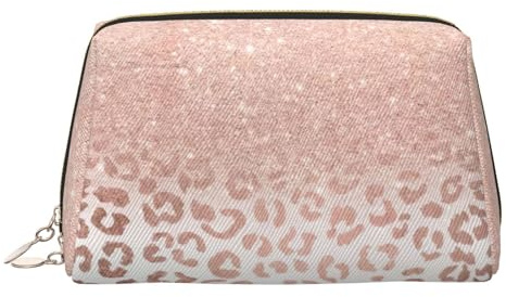 Longzehao rose gold glitter Print Leather portable zipper makeup bag Cosmetic Pouch Toiletry Clutch Travel Organizer