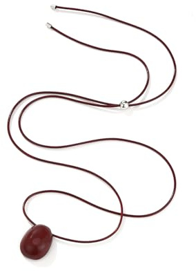 Jamortty Oval Bean Pendant Necklace Leather Long Necklaces Minimalist Adjustable Statement Geometric Necklace Collarbone Chain, One Size, Metal, No Gemstone