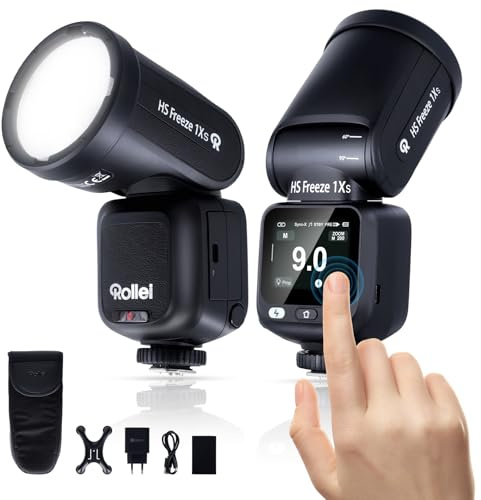 Rollei HS Freeze 1Xs Aufsteckblitz mit Blitzschuh Kompatibel mit Sony, 100W Speedlite Professioneller Kamera Flash 1/55,600s 60GN | Touchdisplay | 3200 mAh Batterie | Blitzmodi Manuell Freeze TTL HSS