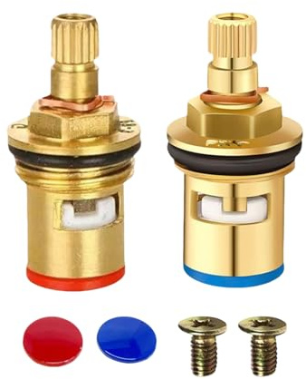 2 Pack 4-Point All-Copper Ceramic Tap Cartridge 1/4 Turn for Kitchen & Bath | Universal hot & cold fit, drip-proof wear-resistant, easy install, compatible with shower mixer taps for long service life