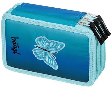 Baagl 3 Fach Federmäppchen Schulmäppchen Schreibwaren Mädchen - Butterfly | Schulsachen Federtasche und Federmappe als Mäppchen für Schule bieten außergewöhnlich viel Stauraum mit drei Ebenen.