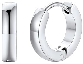 FaithHeart Huggie kreoler örhängen för män kvinnor örhängen rostfritt stål helix piercingar vikbara creoler öronpiercing örhängen hoop örhängen innerdiameter 9 mm, i silver
