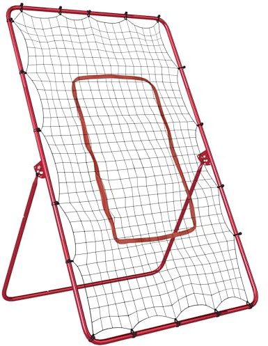 SPORTNOW Rete da Rimbalzo per Baseball, Rebounder Portatile con 4 Angolazioni Regolabili per Calcio, Baseball, Softball e Lacrosse, Per Lanci, Passaggi e Allenamento di Presa