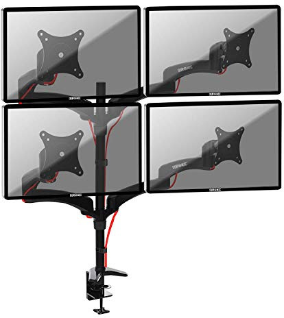 Duronic DM454 Monitorarm | Monitor Halterung 4 Bildschirme bis 27 Zoll | LCD LED Display Ständer bis 5 kg | Höhenverstellbar | Neigbar -90° bis +45° | Drehbar 360° | Monitorhalterung 4fach Arm VESA