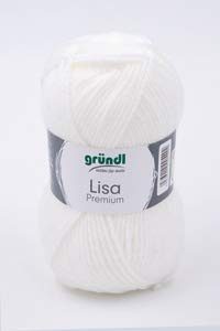 Gründl 5er Packung Wolle LISA Premium uni, 50gr, 100% Polyacryl,Bastelgarn,Strickgarn,Handarbeitswolle (01 weiß)