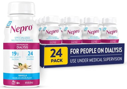 Nepro Nutrition Shake for People on Dialysis, 19g Protein, 420 Calories, Vanilla, 8 fl oz, Pack of 24