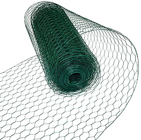 ESTEXO Sechseckgeflecht Gartenzaun Drahtzaun 25 mm Maschenweite Gitterzaun Kaninchendraht Drahtgitter Volierendraht Hasendraht Kaninchendraht Drahtgeflecht verzinkt und beschichtet Grün (1,50 x 25 m)