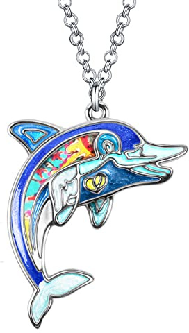 Alliage D'émail Collier Dauphin Anniversaire Cadeaux Pour Femme Fille Enfants Poisson Océan Pendentif Bijoux De Mode