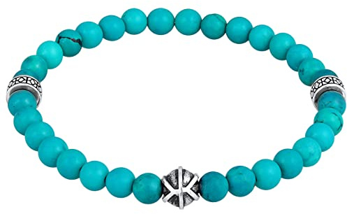 Kuzzoi Herren Armband mit Howlith Stein Perlen (türkis) Beads | Chakra Yogaarmband Energiearmband Länge 19-23 cm elastisch