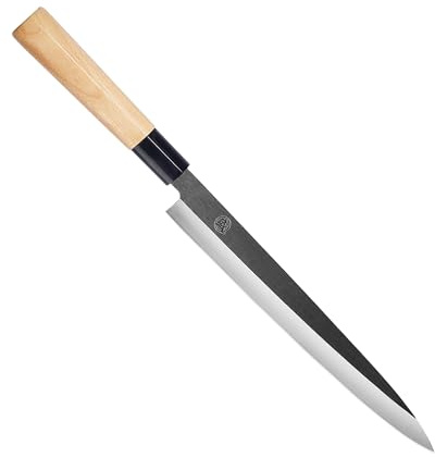 MITSUMOTO SAKARI 10 Inch Sashimi Knife, Single-Bevel Japanese Knife with Tungsten Alloy Steel, for Professional Sushi Cutting & Fish Filleting