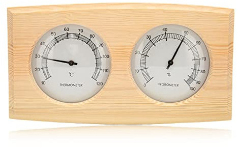 Termometro Igrometro per Sauna Tipo di Puntatore a Doppio Quadrante in Legno Misuratore di Umidità della Temperatura Sensore di Umidità della Temperatura Interna