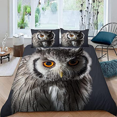 ALABOW Eule Bettwäsche Set 135x200 cm 2teilig mit Reißverschluss Weiche und Angenehme Schlafkomfort Microfaser Bettbezug Natur Tiere Kinderbettwäsche mit Kissenbezug 80x80