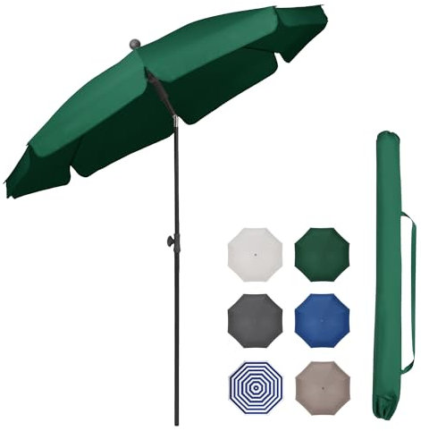 Sekey Ombrellone da balcone, 200 cm, con custodia protettiva, per balcone, giardino e terrazza, angolo di inclinazione e altezza regolabile, protezione UV fino a UPF 50+, protezione solare