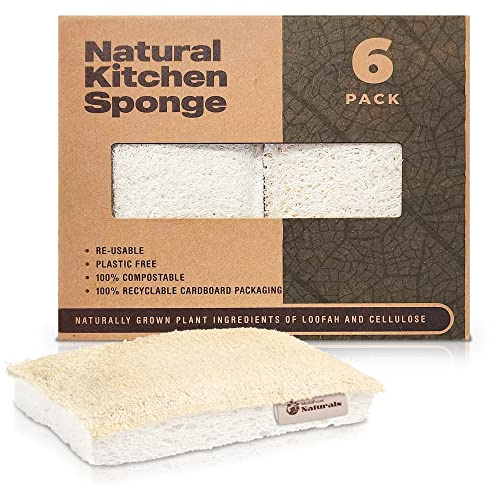 WorldFront Naturals 6 PCS Eco-Friendly Kitchen Loofah Sponges