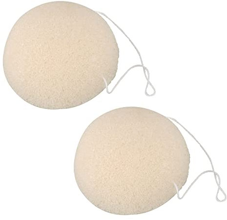 GROCKSTR 2 esponjas de limpieza Konjac naturales para cara, color blanco
