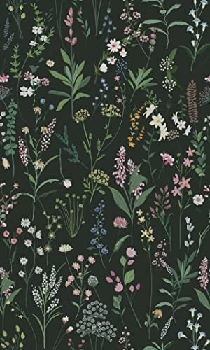 Rose Floral Drawer Liner Peel and Stick Contact Paper self Adhesive Wallpaper Removable Vinyl Decorative Shelf Drawer Liner 118 inch x17.4inch (Dark Green Floral, 118 inch x 17.4 inch)