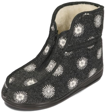 BAWAL Damen Herren Warme Hausschuhe aus Filz mit Wolle Gefüttert Reißverschluss Unisex Hüttenschuhe 36-46 EU (Graphite, EU Schuhgrößensystem, Erwachsene, Numerisch, M, 39)