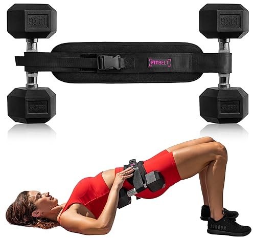 FITBELT Cinturón de empuje de cadera para ejercicio, entrenador de glúteos para entrenamientos en casa con acolchado adicional, cinturón de empuje de cadera totalmente ajustable para mancuernas,