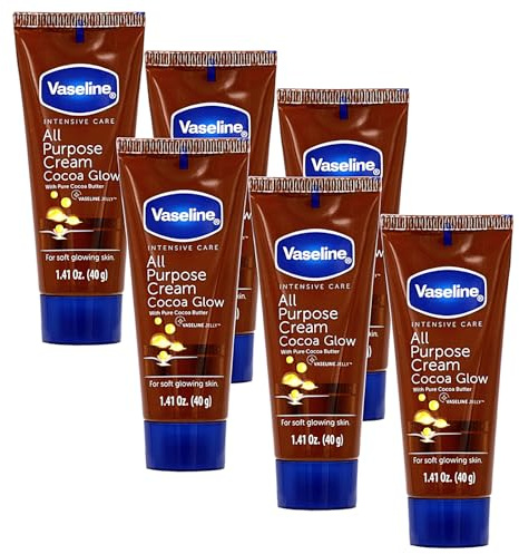 Vaseline All Purpose Cream Cocoa Glow, with Pure Cocoa Butter, 6-Pack, 1.41 FL Oz Each, 6 Tubes