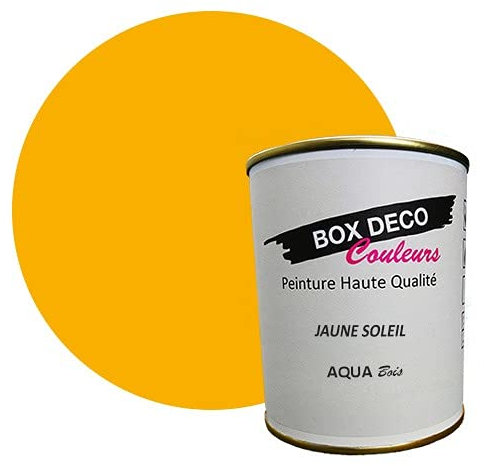 BOX DECO COULEURS Vernice per mobili in legno per interni a base di acrilico, effetto velluto-raso Aqua legno, 750 ml, 9 m², giallo sole