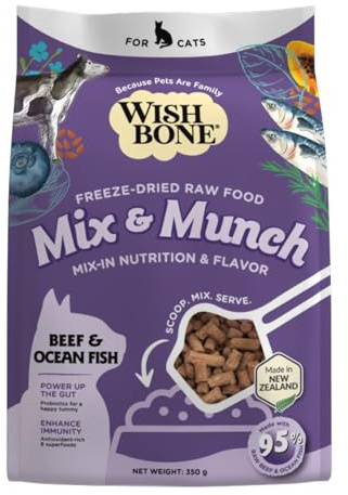 Wishbone Mix & Munch Raw Freeze-Dried Grain-Free Beef and Ocean Fish for Cats
