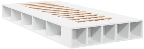 vidaXL Sängram vit 90x200 cm konstruerat trä, säng, förvaringssäng, enkel sängram, enkelsäng, sovrumsmöbler, sängbotten, säng med förvaring, sängplats