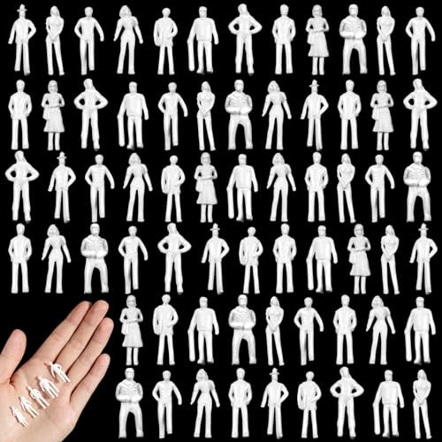 Namalu 100 pezzi Scala 1: 75 Personaggi in Miniatura per Modellismo Mini Figure Diorama Figurine di Persone Bianche Non Verniciate Modello in Scala Architettonica Modellini di Persone per Treno