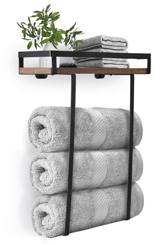 Toallero de acero para colgar en la pared, para invitados, para baño, con taladro, con estante, barra para toallas, toallas, almacenamiento para baño