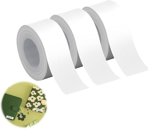 3 Bände Thermo-Etikettenband 15 mm x 4 m Angepasstes Etikettendruckpapier Wasserdicht Etikettenband Papier Kompatibel mit PRT Qutie/Makeid L1 Q1 E1 Etikettendrucker für Haus,Büro,Schule