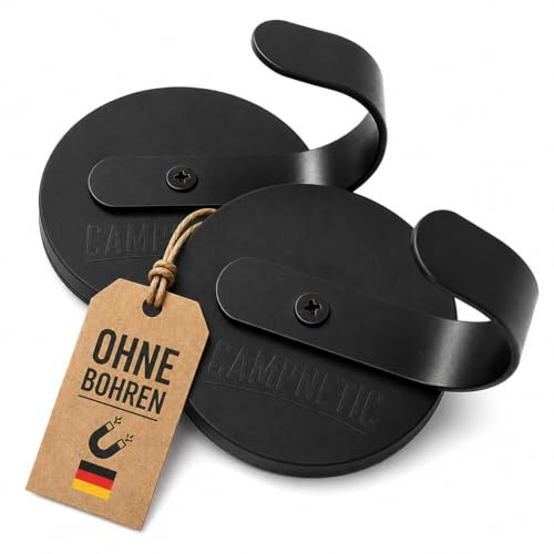Campnetic magnetische Haken 2er Set groß - Magnethaken für Camping | Gummierte Magnethaken für Kastenwagen, Vanlife, Camping Magnete, Camper Zubehör, Offroad Zubehör, inkl. Aufbewahrungsbeutel
