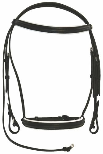 Leather English Bridle Headstall Reins Cowhide Genuine Horse Crossover Crossunder Raised Fancy Stitched Laced All Purpose Jumping Dressage Rubber Crystal Padded Adjustable Browband Full-Cob,M94 (Full)