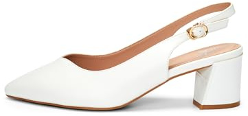 Rio Fiore Zapatos de tacón para mujer, tacón de bloque de 5,5 cm, piel de ante suave y piel sintética, cómodos zapatos de tacón con tacón, blanco/negro/rojo/beige/nude/topo, correa trasera, HF3999-1
