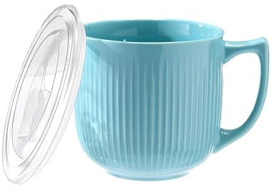 imuounl Soup Bowls with Handles, 900ml Microwave Bowl with Lid, Microwave Soup Mug with lid, Soup Mug with Handles, Soup containers, Instant Noodle Bowl, Porridge Ramen Bowls (Blue)