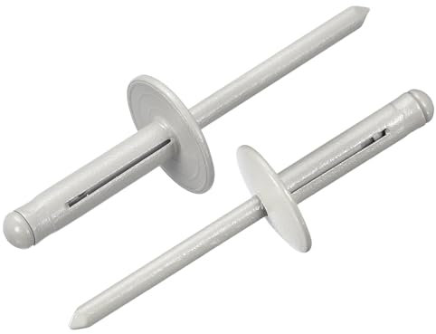sourcing map 100 Stück 3/16 x 2,5 cm Aluminium-Nieten mit großem Kopf, Tri-Grip-Nieten, großer Flansch, Tri-Grip-Nieten für Heimwerker, Blech, Autoreparaturen, Möbel, Marine-Boot (grau)