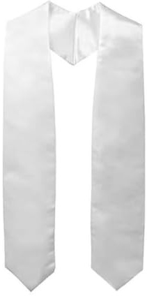 Hrlace Graduation Stole Unisex Graduation Stole School Graduation Stole Simple Graduation Steel Plain Graduation Sash for Academic Church Priest Choir Stole White Adults 180 x 11.5 cm