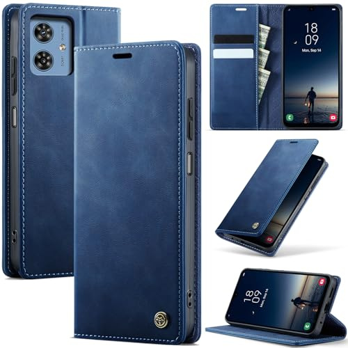 owlhold Funda para Motorola Moto g54/g14 5G,Funda Avanzado PU Piel [Tarjetas y Billetera][Soporte Plegable][Cierre Magnético] Antigolpes Libro Case Carcasa para Motorola Moto g54 5G -Azúl