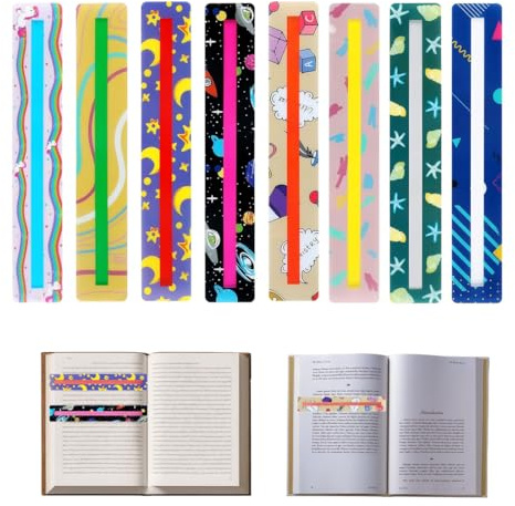ZILZUFA 8 Règle de Lecture pour Enfants, Bandes de Lecture Guidée et Marque-Page pour Dyslexie, Ligne de Lecture Colorée, Outils Pédagogiques pour Professeurs, Élèves et Débutants