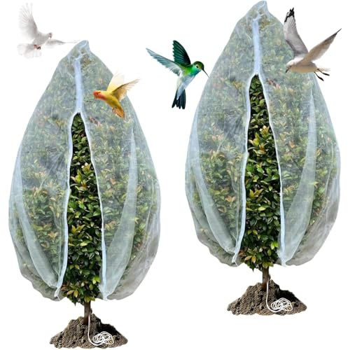 CUVZORA 2 Stück Pflanzenschutznetz,Mit Reißverschluss Insekten Obstbaumnetz,Ultrafeines Garten Vogelschutznetze,für Vogel,Hirsche,Eichhörnchen,Gewächshaus (100x150cm)